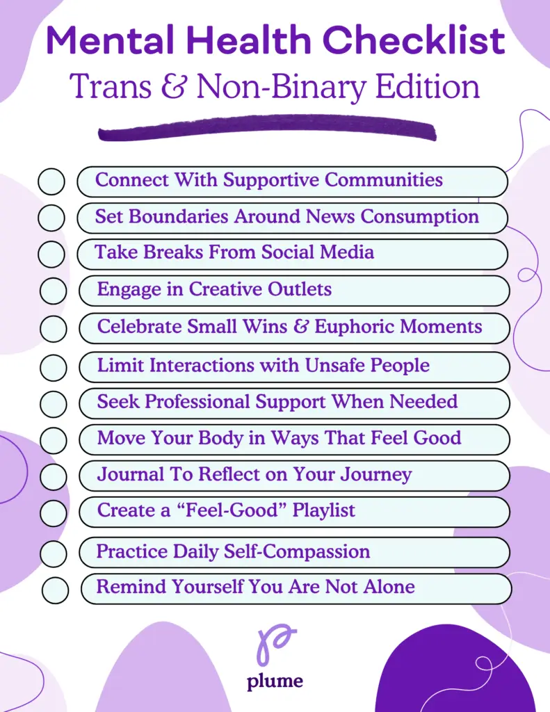 Checklist for supporting the mental health of transgender and non-binary people